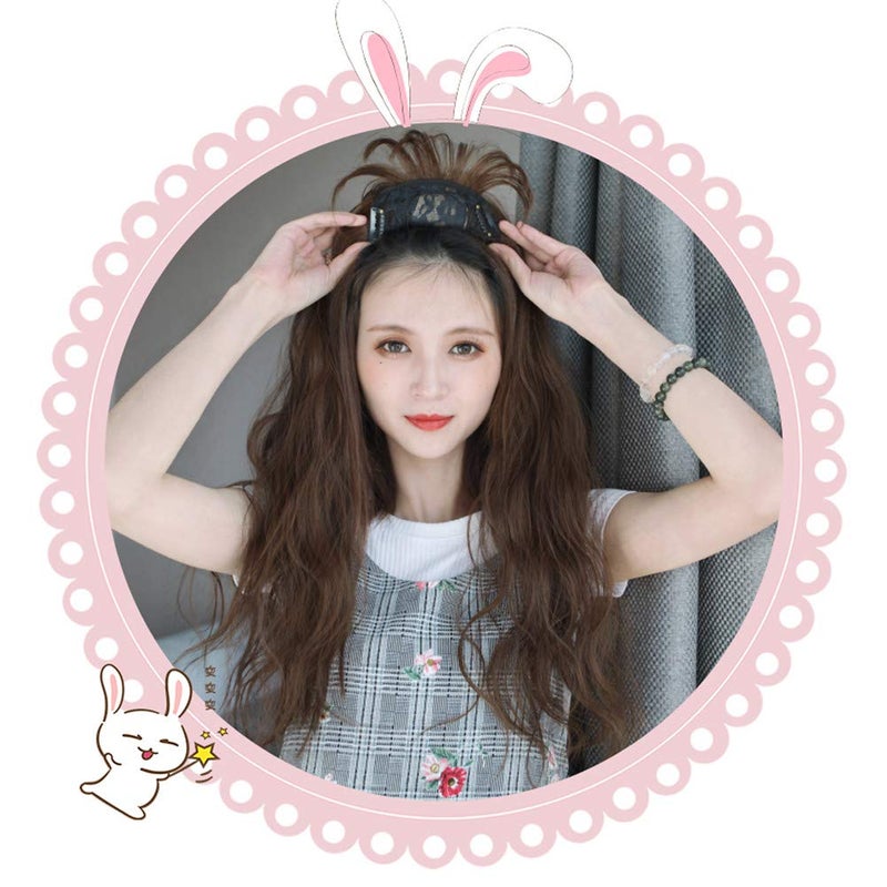 LesafeV 6"x6" Hair Forehead Replacement Piece Clip in Loose Wavy Supplement Topper With Wispy Fringe for Thinning Hair Dark Brown - Image 3